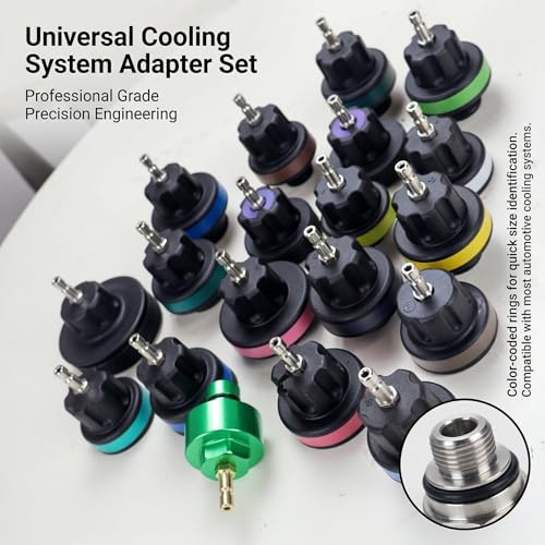 Coolant Pressure Tester Kit – Radiator System Leak Detector & Cooling Test Tool with Tesla, Porsche Adapter (27-Piece) (Nylon)