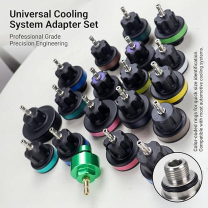 Coolant Pressure Tester Kit – Radiator System Leak Detector & Cooling Test Tool with Tesla, Porsche Adapter (27-Piece) (Nylon)