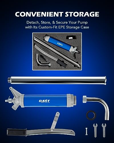 OMT Lever Action Barrel Pump with Telescoping Suction Tube - color: Blue Lever Action Steel Pump