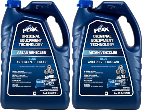 PEAK OET Extended Life Blue 50/50 Prediluted Antifreeze/Coolant for Asian Vehicles, 1 Gal. (Pack of 2) - size: 50/50 (Pack of 2)