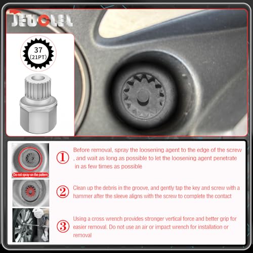 37/21PT Wheel Locking Nut Key for BMW, Anti-Theft Lug Nut Removal - size: 37/21Pt Key