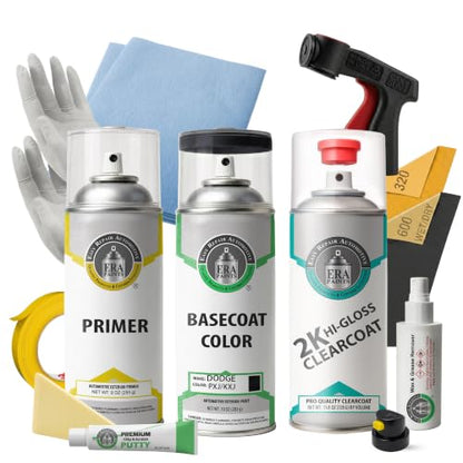 ERA Paints - PXJ/KXJ - Diamond Black Crystal Pearl for DODGE Exact OEM Color Match Automotive Touch Up Paint for Cars - Spray Paint with Premium Spray Nozzle - 2K Pro Kit - Made in USA - style: Spray - 2K Pro Kit