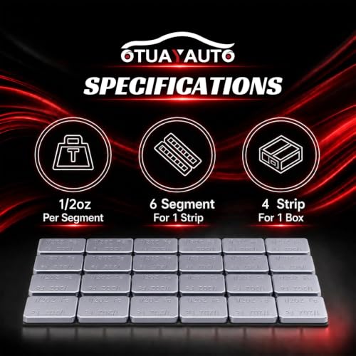 OTUAYAUTO 1/2oz 24pcs Wheel Weights Chrome Adhesive Stick-On 12oz/Box - size: 24 PCS