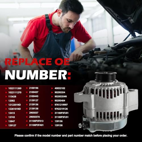 13743 Alternator 95Amp 12V Compatible with 1997 1998 1999 2000 2001 Honda CR-V OE 1022111260, 1022111270, 113628, 12082, 1212201ND, 1226101ND - size: 13743 | 95A