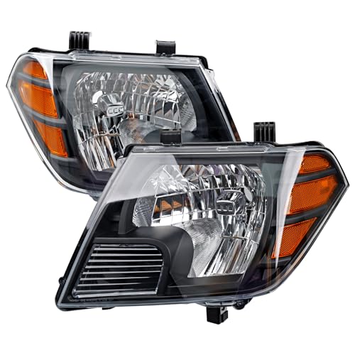 Headlights Compatible with 2009-2020 Nissan Frontier Left and Right Side - size: 09-20 Frontier Black