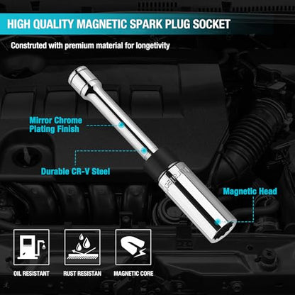 DURATECH 5/8" Swivel Magnetic Spark Plug Socket, spark plug gap tool - size: 5/8" x 3/8" x 6"