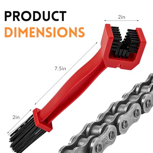 Motorcycle Chain Washer, Double-Ended Chain Gear Cleaning Tool w/Three-Sided & Long Bristles, Chains Crankset Brush Dirt Cleaner for Motorcycle Bicycle Mountain Bike (Red) - color: 1 PCS, Red