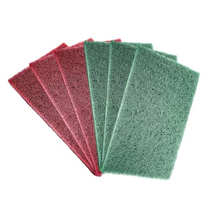 6PCS Scuff Pads, 8" x 5" Very Fine Grade General Purpose Hand Pads, Non-Woven Scouring Pad Abrasive Scrubber for Sanding Scuffing Automotive Body Surface Preparation (Green+Red) - color: Green+Red