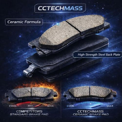 Ceramic Brake Pads Set Front & Rear 8PCS, D1222 D1212, for Lexus ES300h 2013-2018, ES350 2007-2018, Toyota Avalon 2008-2018, Camry 2007-2017, Low Dust Quiet, OE Fit Replacement – CCTECHMASS