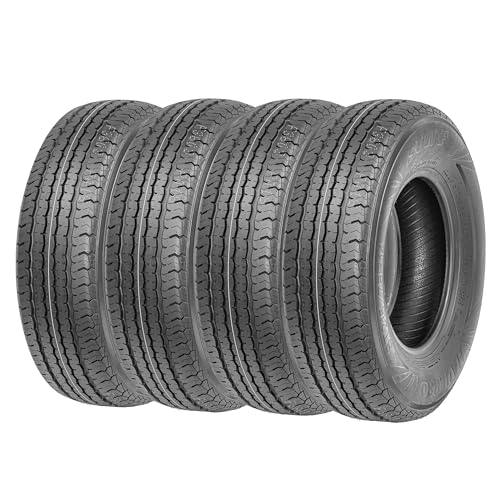 SunF HaulPro Set of 4 Radial Trailer Tires ST215/75R14, Load Range D w/Scuff Guard, 8 Ply - size: 215/75R14