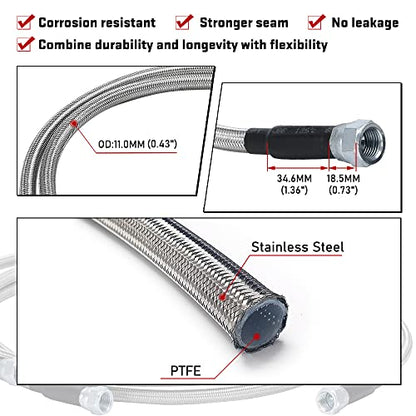 6AN 70" Transmission Fluid Oil Cooler Hose Line kit for GM Chevy Transmission 4L80E TH350 TH400 4L60E 700R4 200-4R TR6060 Ford AOD 4R100 4R70W and C5 Stainless Steel Braided PTFE Hose - size: 70inch