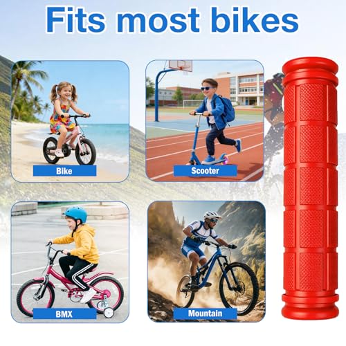 4 Pairs Bicycle Handle Bar Grips Mushroom Grips for BMX/MTB/Road Mountain Bikes - color: red