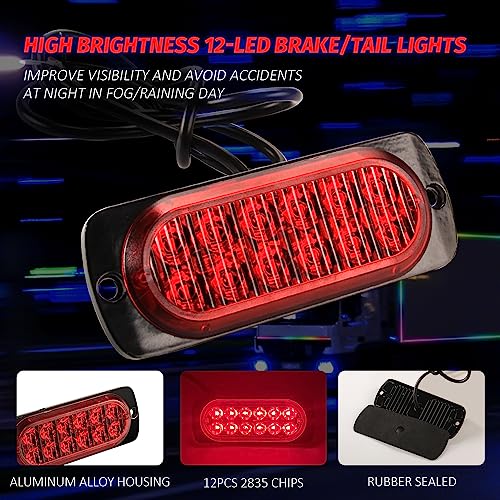 12LED Trailer Tail Light 12-24V Red Super Bright Ultra Slim Trailer Lights Surface Mount Tail Light Brake Light for ATV Boat Trailers Truck Tractor (Pack of 2) - size: 2PCS
