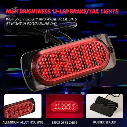12LED Trailer Tail Light 12-24V Red Super Bright Ultra Slim Trailer Lights Surface Mount Tail Light Brake Light for ATV Boat Trailers Truck Tractor (Pack of 2) - size: 2PCS