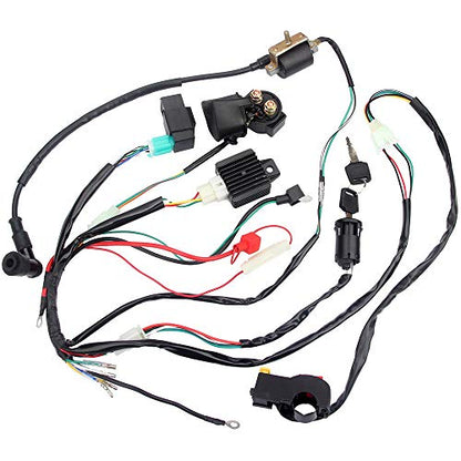 Electric Start Engine Wiring Harness Coil CDI Solenoid Relay for50cc 70cc 110cc 125cc 4 Stroke ATV Pit Quad Dirt Bike Go Kart Scooter Buggy