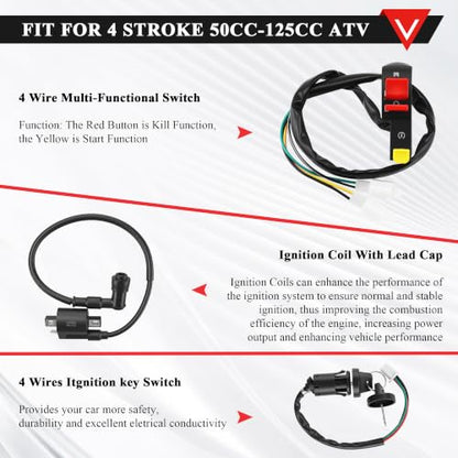 PRO BAT Complete Electrics Wiring Harness D8TJC Spark Plug Kits - color: Orange Spark Plug & Black Performance Coil