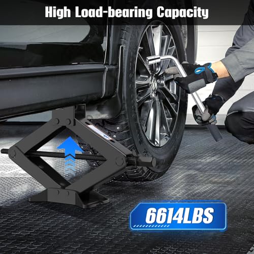 Car Jack Kit, 3 Ton (6614 lbs) Scissor Jack for Car, SUV, MPV - size: 3T