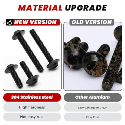 177Pcs Motorcycle Fairing Bolt Kit, M5 M6 Stainless Steel 304, Black - color: Black