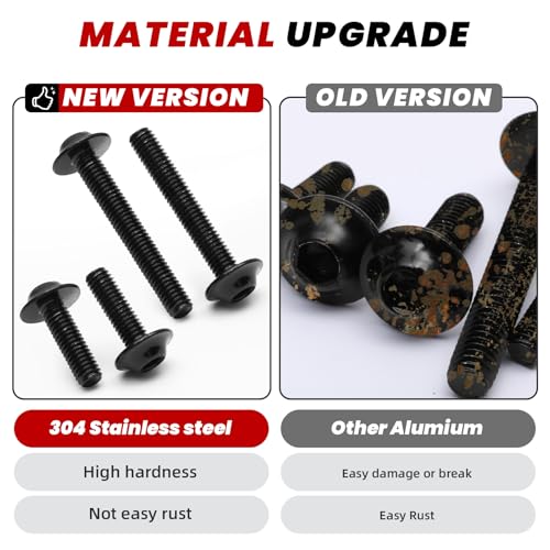 177Pcs Motorcycle Fairing Bolt Kit, M5 M6 Stainless Steel 304, Black - color: Black