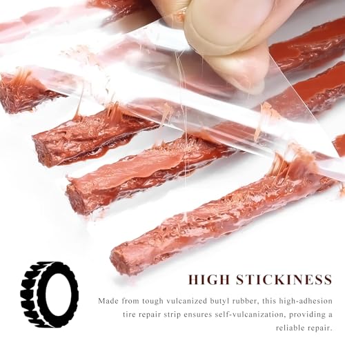 50 PCS Tire Repair Strings, 4" × 1/4" Auto Tire Plug Insert String Self Vulcanizing Strips Kit, Heavy Duty Rubber Repair Plugs for Car Truck Motorcycle Tubeless Tires