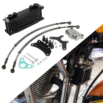 Motorcycle Oil Cooler Cooling Radiator Engine Kit Universal for CRF XR KLX 50 70 90 110 125 140cc SSR Taotao Coolster Kayo Dirt Pit Bike ATV Black - color: Black