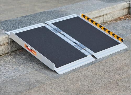 FACHNUO 2FT Portable Wheelchair Ramp for Home Steps, Non-Skid Aluminum Ramp - size: 2FT(Using height 2-6'')