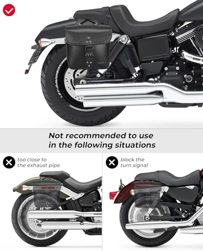KEMIMOTO Motorcycle Saddlebags with Secure Lock 15L (7.5Lx2) PU Leather - style: With Lock