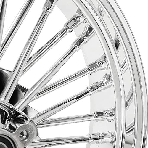 TOFR 18x3.5 16x3.5 Chrome 36 Fat Spoke Wheels Set For Harley Softail 00-22 - color: Chrome, size: Front:18x3.5 Rear:16x3.5