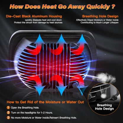 5x7 In LED Headlights with H4 Relay Wire DOT Approved High/Low Beam - size: 5X7 Led headlights+Harness