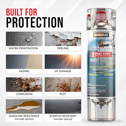 SAMURAI 2K Clearcoat Spray - Car - UV & Rust Resistant, Flat Clear 11.3 oz