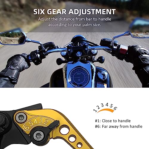 M MATI Upgrade Universal 7/8" 22mm Handlebar Brake Master Cylinder Clutch Lever Set Left & Right Motorcycle Levers Compatible with Yamaha Honda Kawasaki Suzuki Harley(Gold) - color: Gold