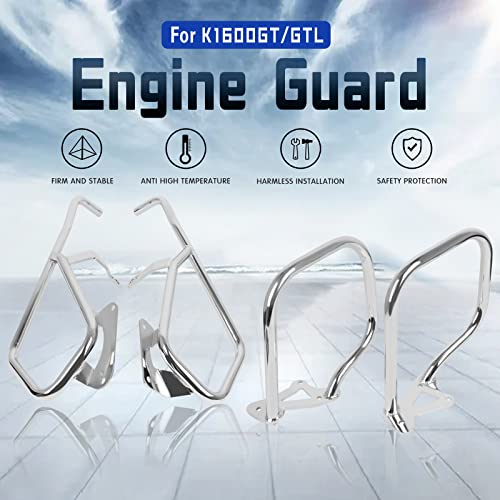 Saddlebag Guard Crash Bars Engine Guard Protector Replacement for BMW K1600GT K1600GTL K1600 GT K1600 GTL 2011-2025 Highway Bars Protector (Front and Rear, Sliver) - size: Front and Rear