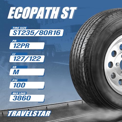 Set of 4 Travelstar Ecopath ST235/80R16 Heavy Duty Trailer Tires - size: ST235/80R16 12PR