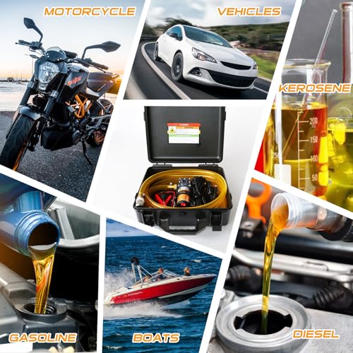 12V 75W Fuel Transfer Pump Kit, 110GPH Gas Transfer Pump with High Elastic Fuel Pipe & 2 Power Cables, Great for Vehicles, Boats, Equipment, Gasoline, Diesel (110GPH, SET) - color: 110GPH, size: Set