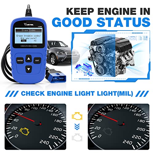 VDIAGTOOL VD10 OBD2 Scanner Code Reader Car Diagnostic Tool Engine Fault Code Reader for Turn Off CEL with Freeze Frame/I/M Readiness for All OBDII Protocol Cars, OBD2 Scanner Diagnostic Tool