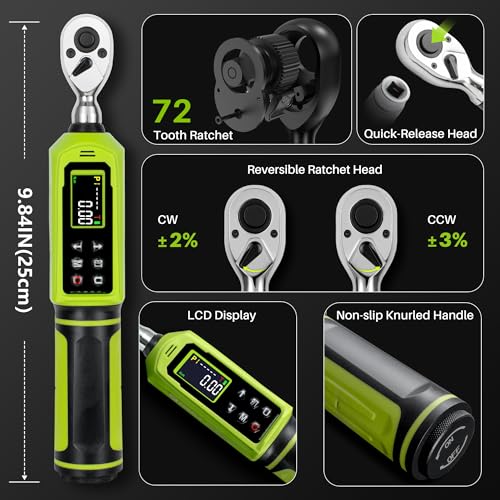 1/4" Digital Torque Wrench -0.33-22Ft.Lb for Bike Motorcycle Repair - style: 1/4" 4-266.0In.Lb Set