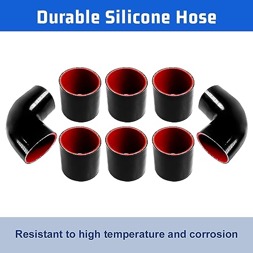 Universal 3" Inch Aluminum Intercooler U-Pipe Kit W/Silicone Hose and Stainless Steel T-Clamps