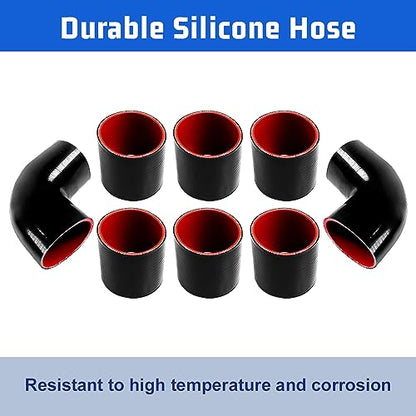 Universal 3" Inch Aluminum Intercooler U-Pipe Kit W/Silicone Hose and Stainless Steel T-Clamps