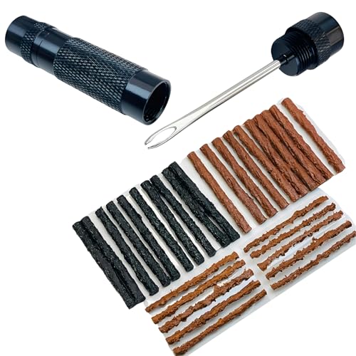 Tubeless Bike Tire Repair Kits，Road Bicycle and Mountain Bike Tires Fix a Puncture or Flat, Includes Storage Canister Plugger Tool with Plugs, 30Pcs(2.0mm/3.5mm) Plug Strips