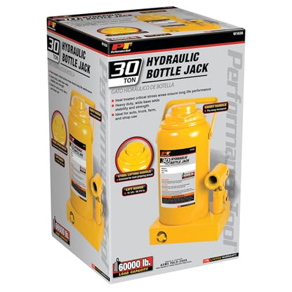 Performance Tool W1636 30 Ton Heavy Duty Hydraulic Bottle Jack - size: 30-Ton - Standard