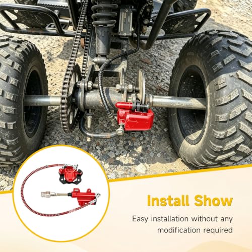 HIAORS Rear Hydraulic Foot Brake Kit for 110cc 125cc Taotao Chinese ATV - color: red