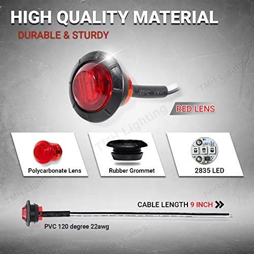 TMH (10 Pcs 3/4 Inch Mount Red LED Clearance Markers Bullet Marker lights, side marker lights, led marker lights, led side marker lights, led trailer marker lights, rv marker lights - color: 10pcs Red