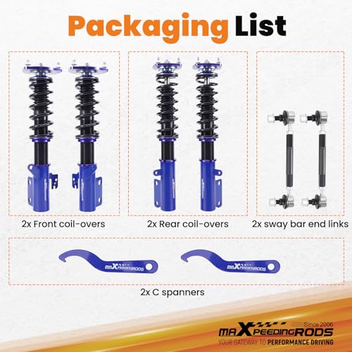 maXpeedingrods Coilovers for Toyota Camry 2007-2011, for Lexus ES350 2007-2012, for Toyota Avalon 2007-2011, Height Adjustable Full Coilovers Suspension Kit, Preset Damping Lowering Kit Blue