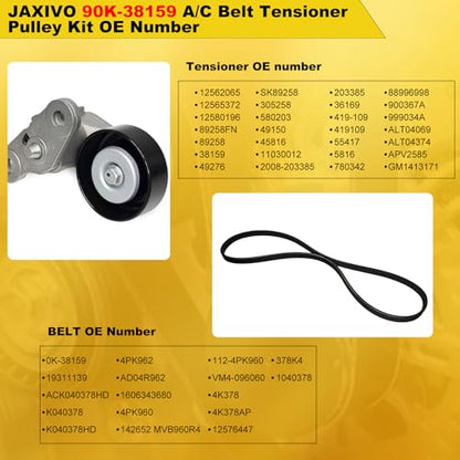 90K-38159 A/C Belt Tensioner Pulley Kit Compatible with 03-06 Escalade ESV Express 2500 Van Yukon Denali,99-08 Silverado Sierra 1500 2500HD,03-07 H2,00-08 Yukon XL 2500 Replace 4K378 12562065