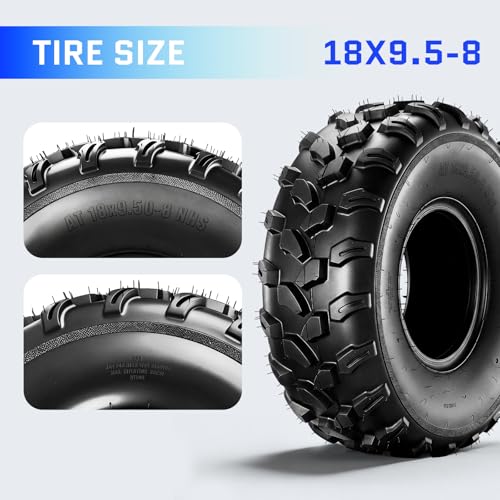 18x9.50-8 ATV Tires,4PR All-Terrain Tires,Tubeless,Pack of 2 - size: 18x9.50x8