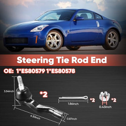 2PCS Front Outer Tie Rod Ends ES80578 ES80579 LH & RH, Tie Rod End Kit Fit for INFINITI G35 Nissan 350Z 2003-2009 - size: ES80578 ES80579