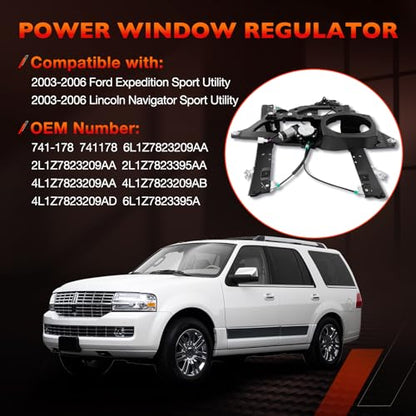 741-178 Front Left Driver Side Window Regulator w/ 2-Pin Motor Assembly - size: 741-178