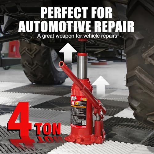 BIG RED 4 Ton (8,000 LBs) Capacity Hydraulic Welded Bottle Jack, TAM90403B - size: 4 Ton (8,000 LBs), style: Welded Bottle Jack