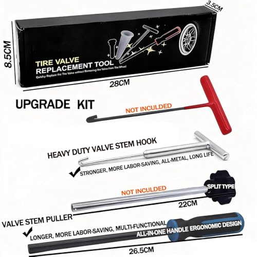 Tire Valve Stem Removal Tool with Heavy Duty Hook & Longer Puller