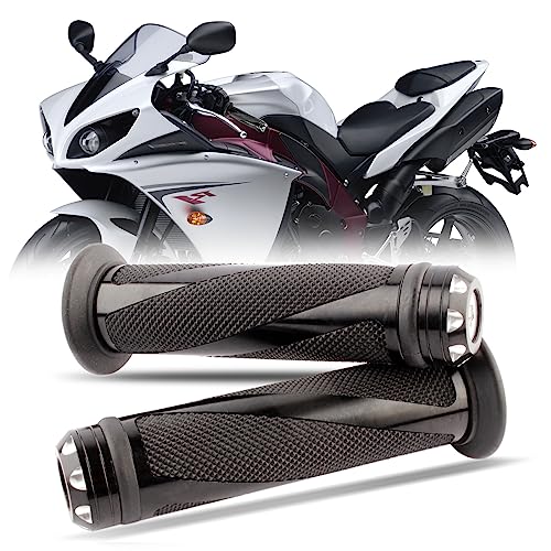 Universal 7/8" 22MM Motorcycle Hand Grips Motorcycle Handlebar Black - color: Black, size: with Bar end